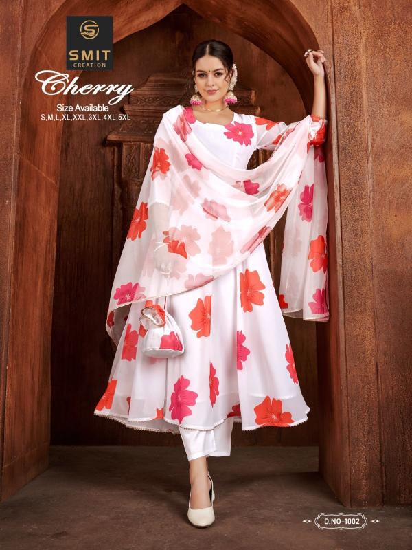 Smit Cherry Fancy Wear Georgette Kurti With Dupatta Collection